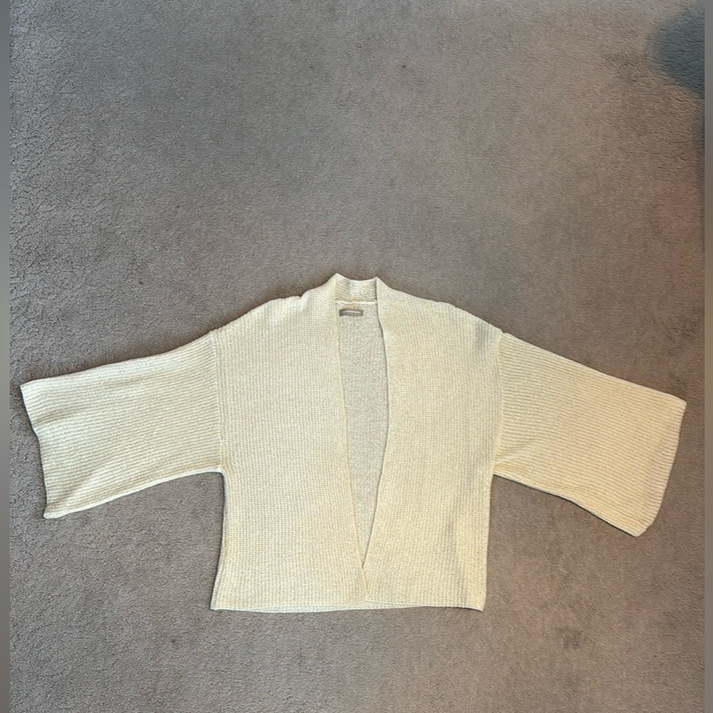 Anthropologie cream open cardigan lightweight boho style sweater size small